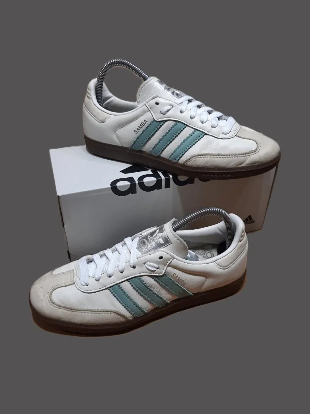 Adidas Samba Originals OG Womens Size 7.5 Ivory Green Brown Gum Sneakers (#2407) - Picture 4 of 14